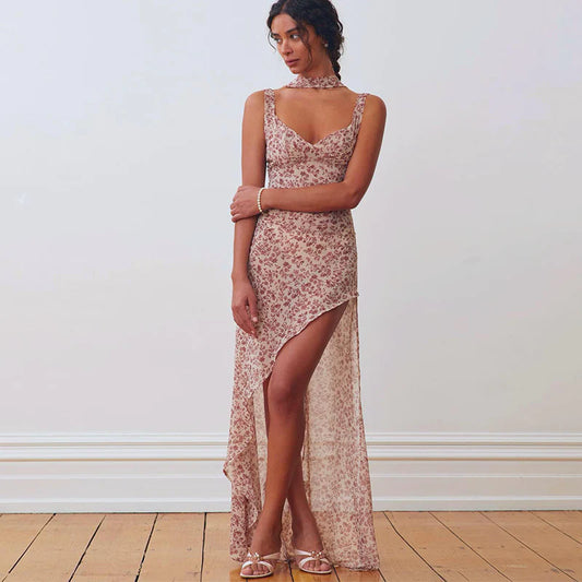 Khalia See-Through Floral Maxi Dress