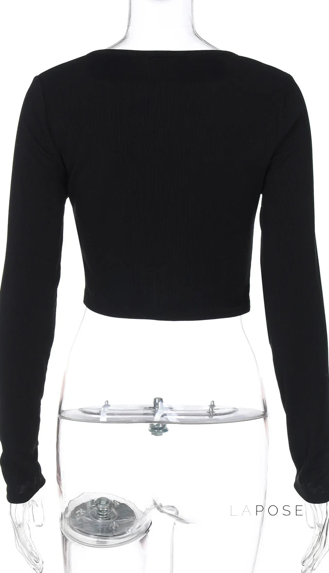 Mercedez Ribbed Button-Up Crop Top