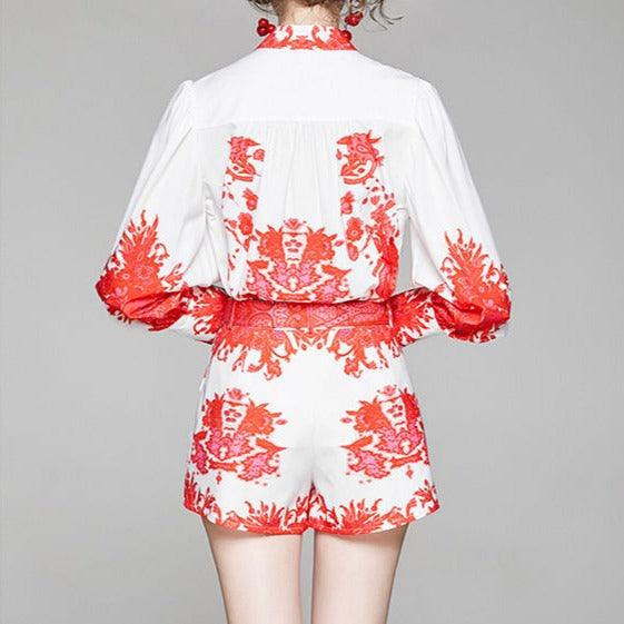 KittenAlarm - Lucetta Bishop Sleeves Top & Mini Shorts Set