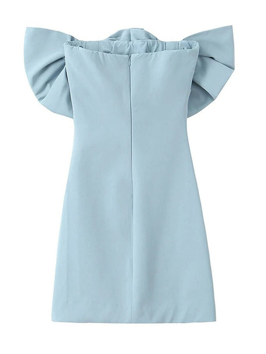 Off Shoulder Oversized Bow Detail Bodycon Mini Dress