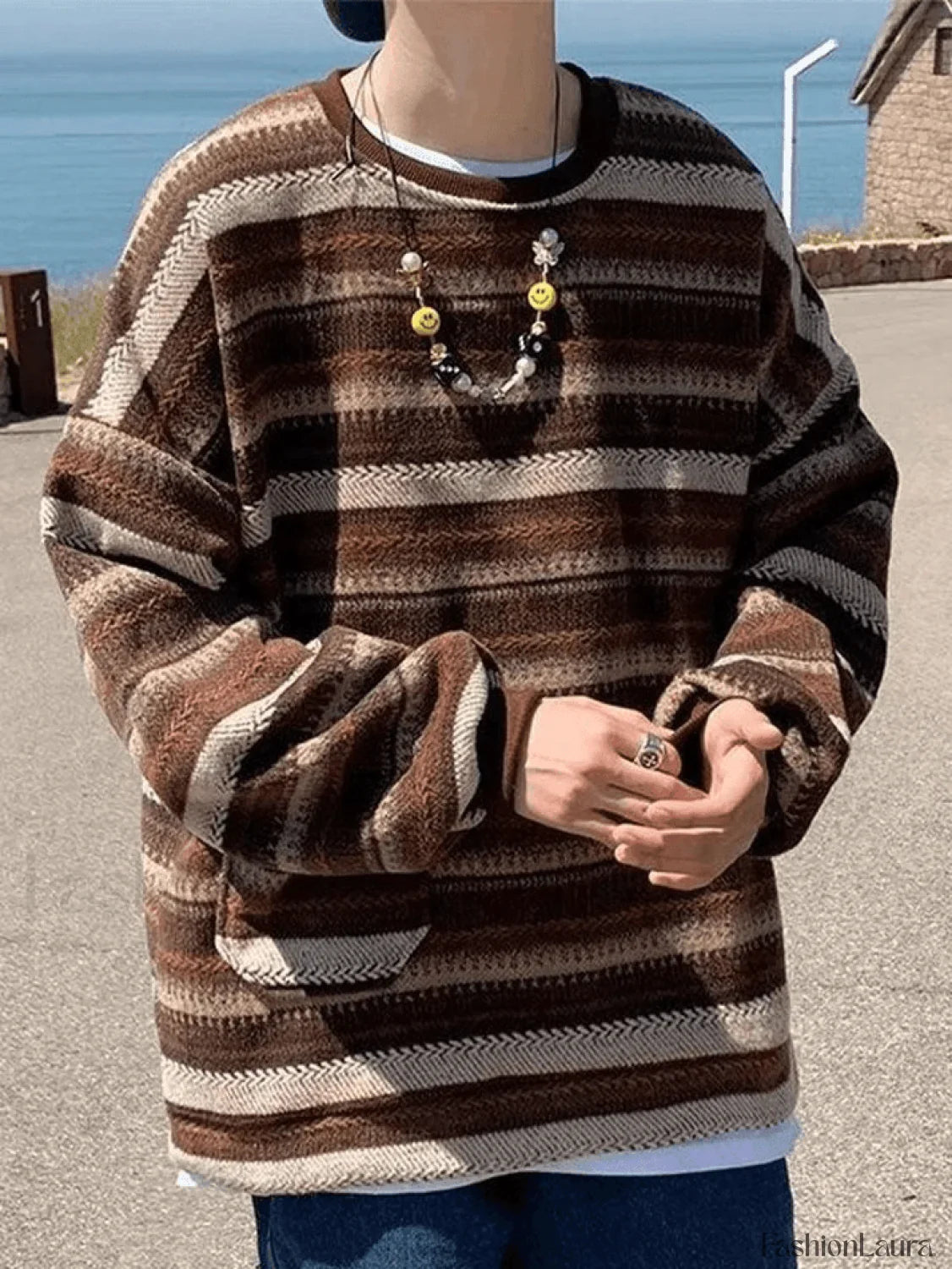 Men's Pocket Striped Knit Sweater