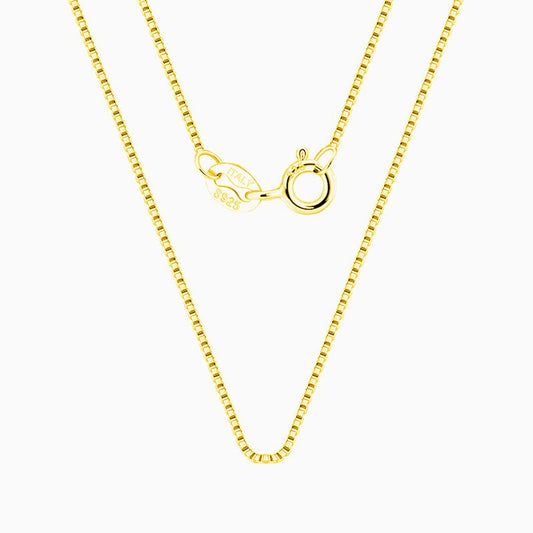 Sterling Silver 0.6MM Polished Box Chain Necklace Minimalist Design