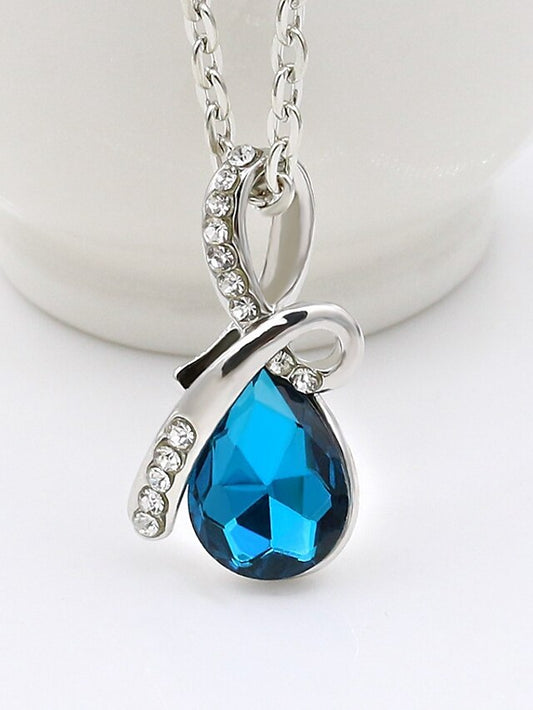 Blue Cubic Zirconia Alloy Necklace for Women