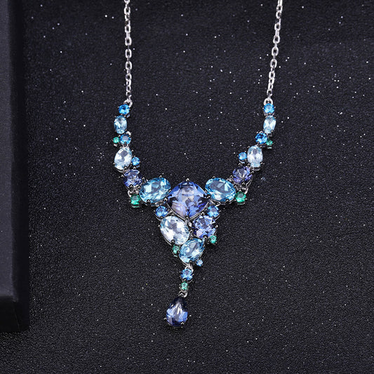 Swiss Blue Topaz Mystic Quartz Pendant Necklace