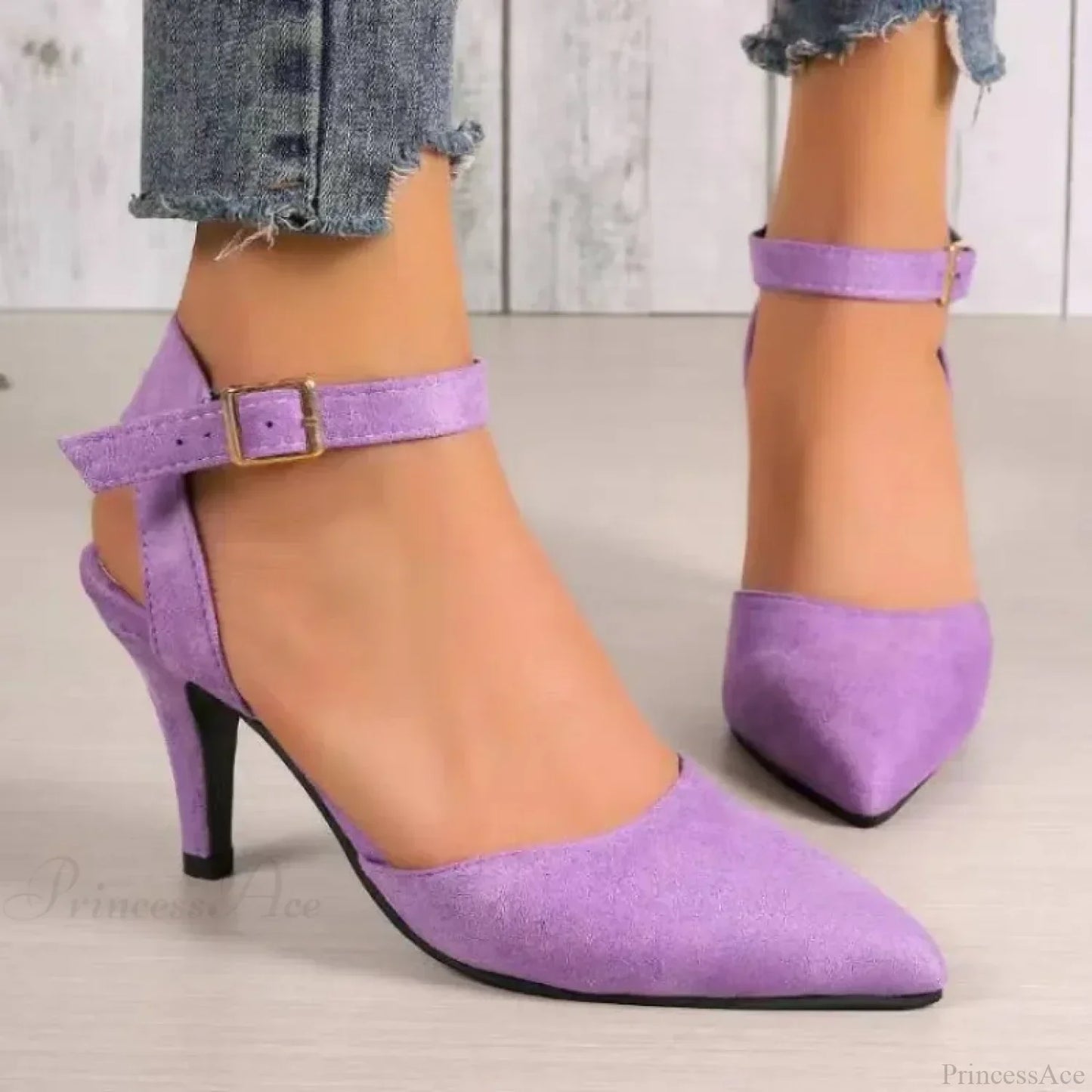 Pointed Wrap Hollow Out Ankle Strap Dating Office Sandals Low Heel Pump