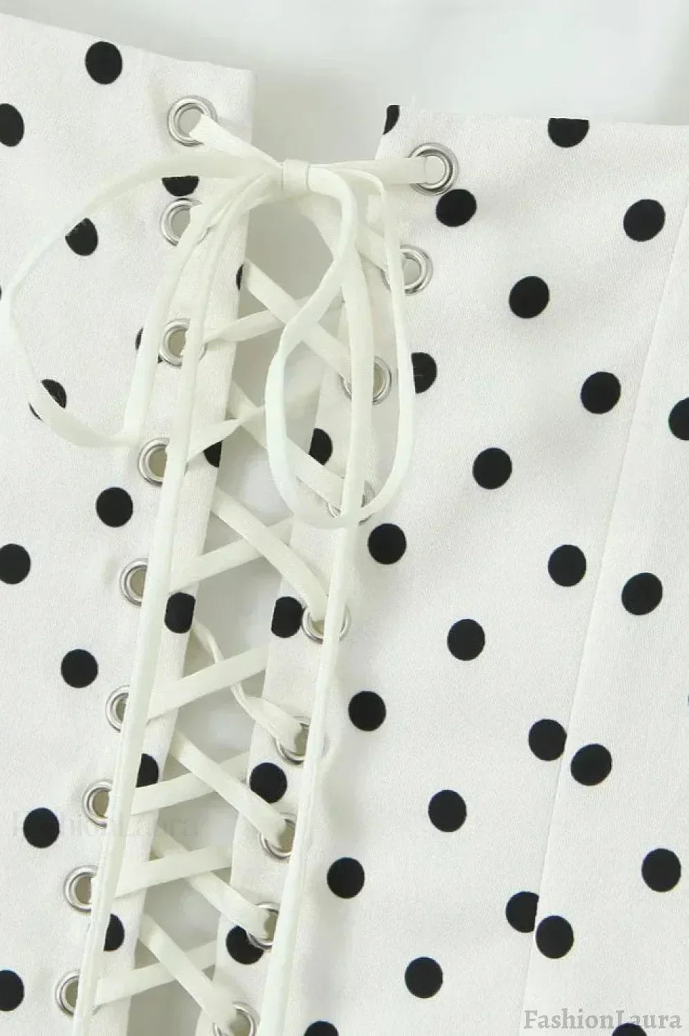 Polka Dot Square Neck Structured Puff Skirt Babydoll Mini Dress