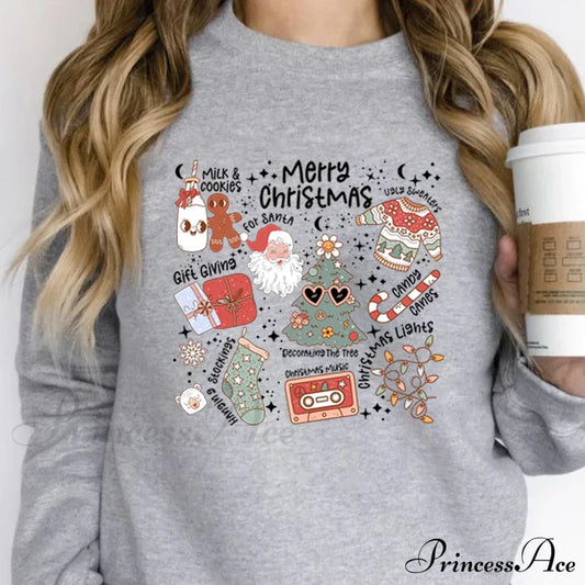 Retro Cheerful Aesthetic Santa Warm Hoodie