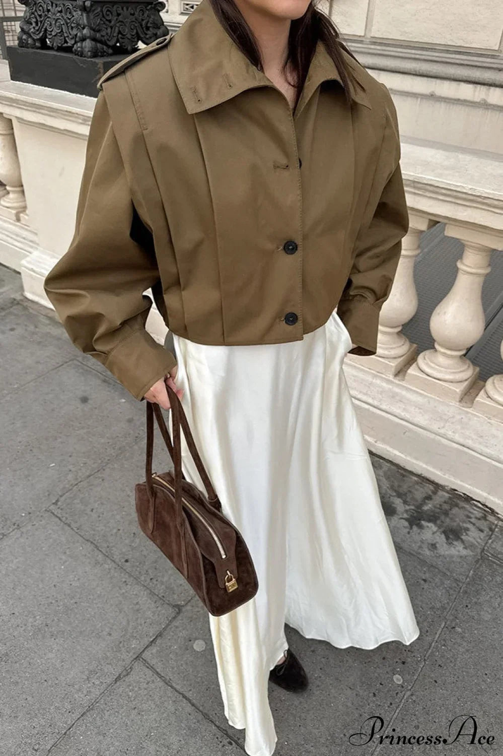 Retro Khaki Lapel Single-Breasted Jacket