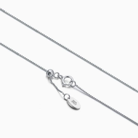Rhodium Plated 0.6MM Box Link 18 Inch Sterling Silver Chain Necklace