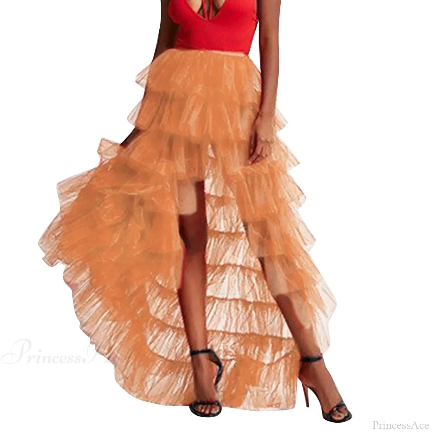 Ruffles Tulle Floor-Length Skirt