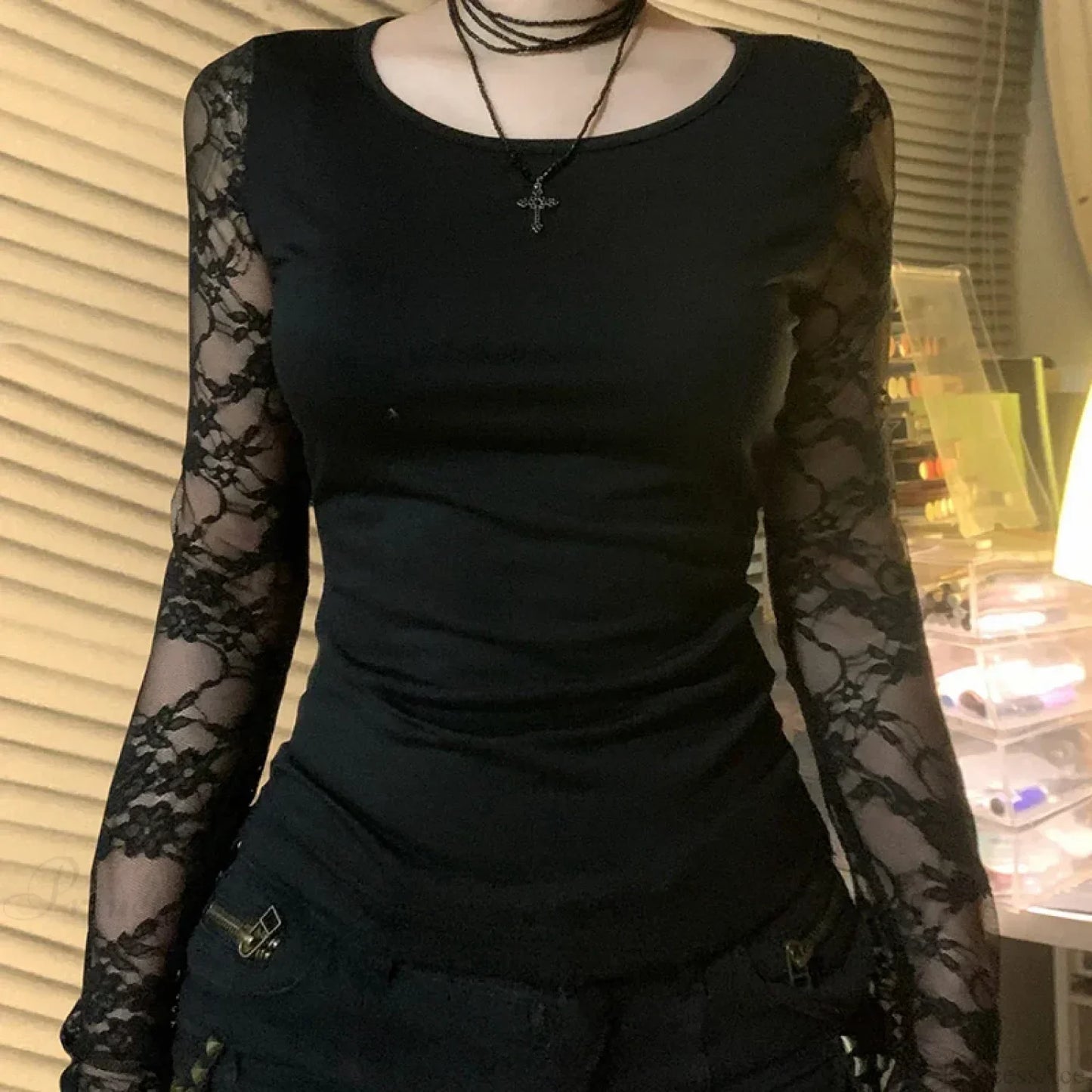 Sheer Lace Backless Knit Top