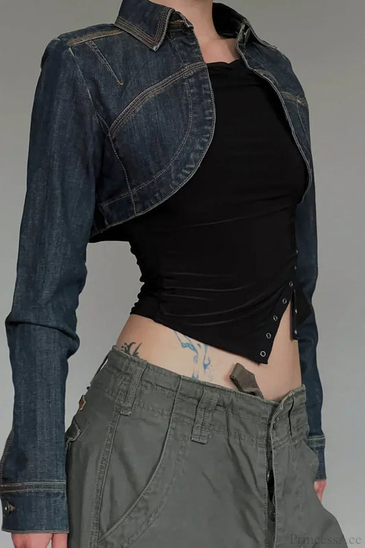 Short Denim Retro Washed Sexy Lazy Shirt Coat