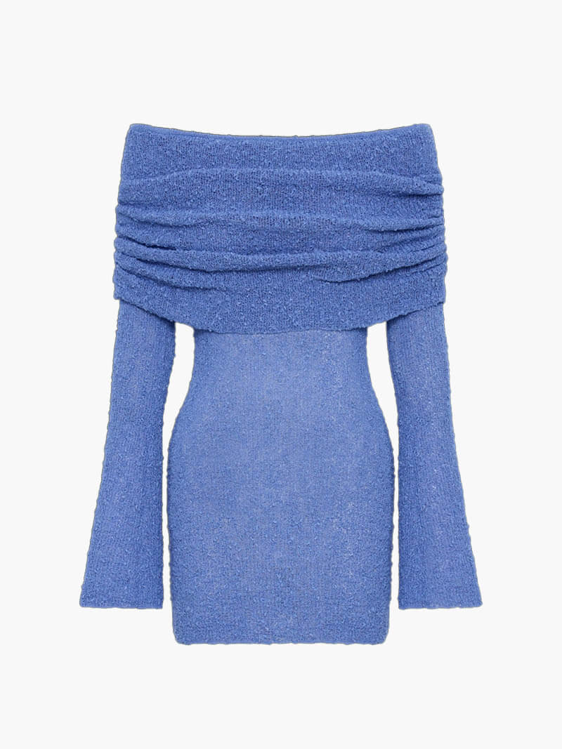 | Strapless Bouclé Knit Mini Dress
