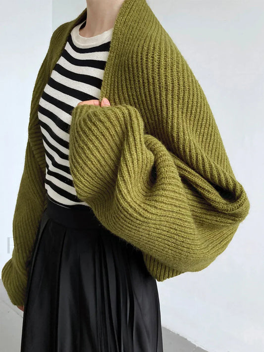 Solid Open-Front Graceful Shrug Sweater