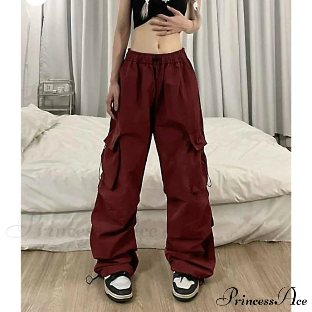 Straight Trousers Fashion Wide Leg Pockets Joggers Trousers