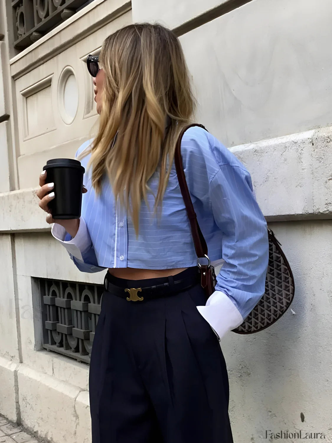 Striped Cropped Graceful Patchwork Shirt