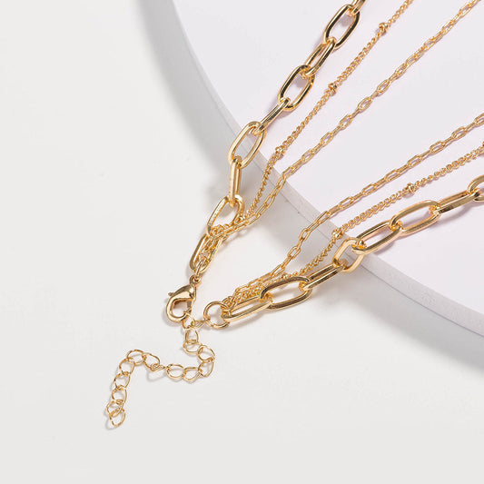 Boho Layered Chain-Link Necklace - Gold