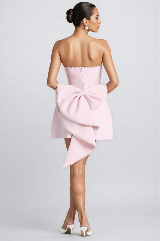 Aarone Pink Backless Butterfly Mini Dress