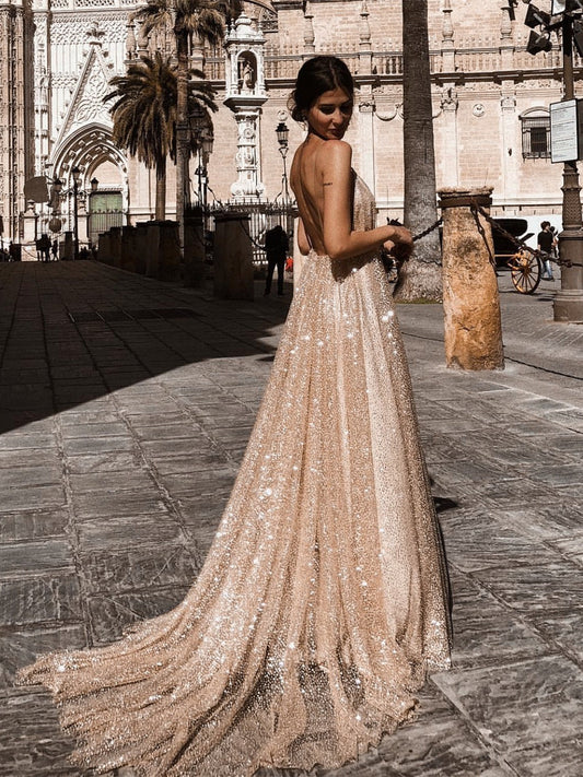 Glamorous V-Neck Strap Party Evening Dress