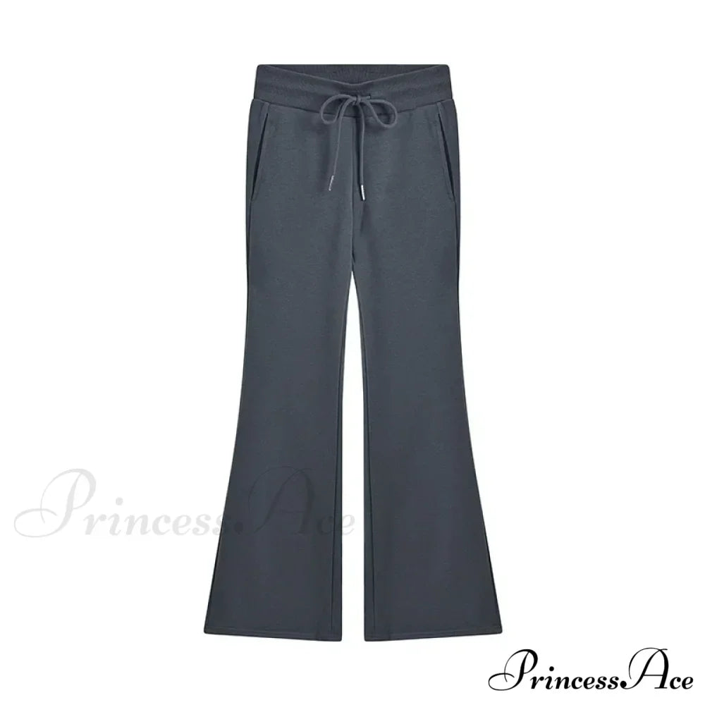 Sweatpants Low-waisted Black Grey Drawstring Flare Streetwear Quality Pants