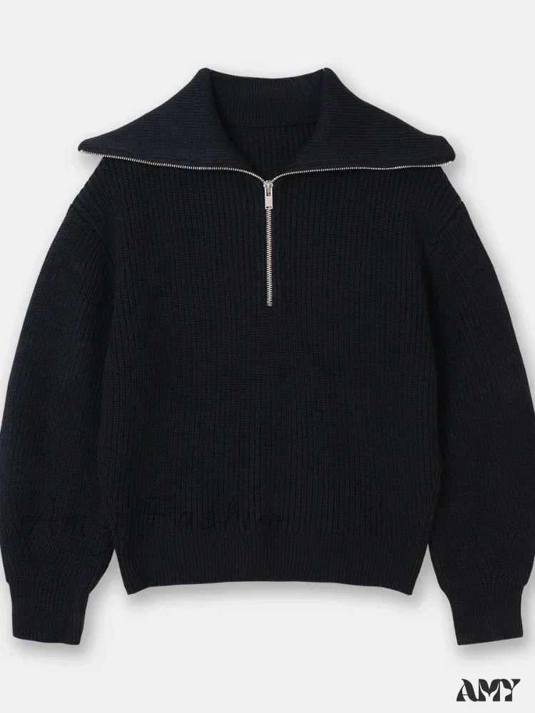 Turtleneck Loose Lapel Striped Casual Fashion Simplicity Sweater
