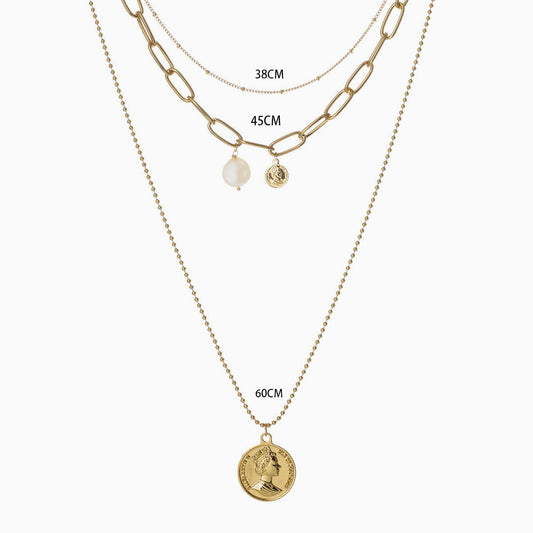 Boho Coin Charm Layered Pendant Necklace in Gold