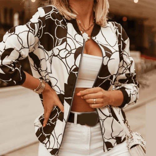 Women's Vintage Zip-Up Jacket – Casual Stand Collar Retro Jacket