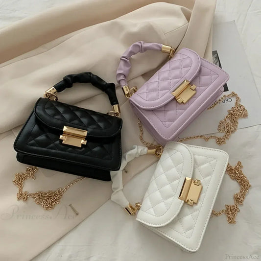 Women PU Leather Designer Crossbody Chain Handbag