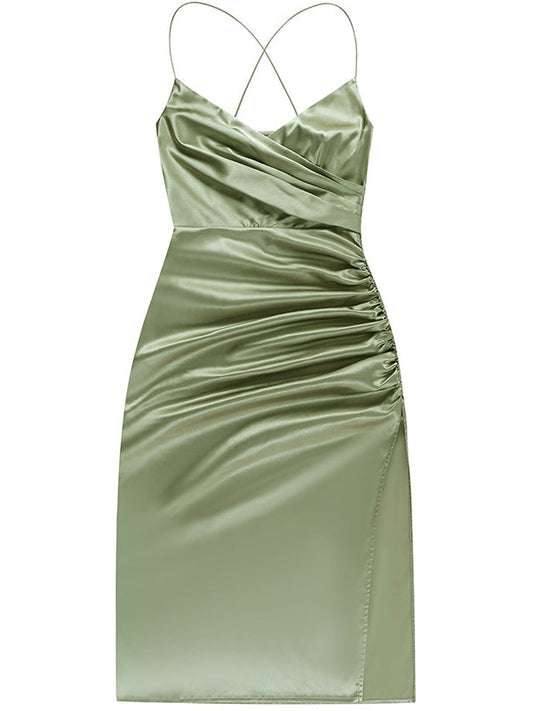 Hem Ruffled Slit Dress