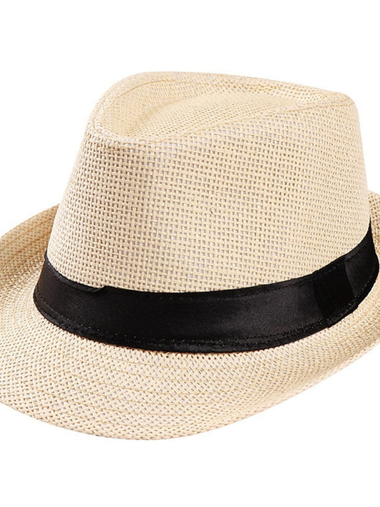 Unisex Sunhat Women Men Fashion Summer Casual Trendy Beach Sun Straw Jazz Band Hat Cowboy Fedora Hat for Women