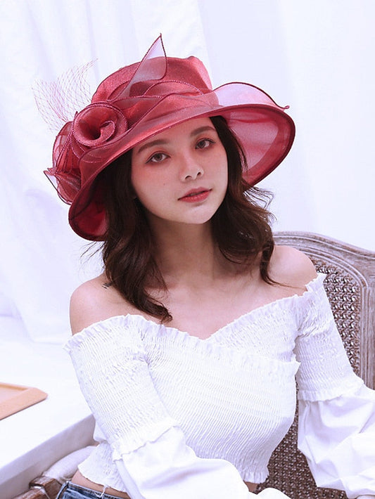 Hat Sun Hat Purple Pink Wine Outdoor Dailywear Holiday Pure Color Floral Floral Portable Sun Protection Comfort for Women