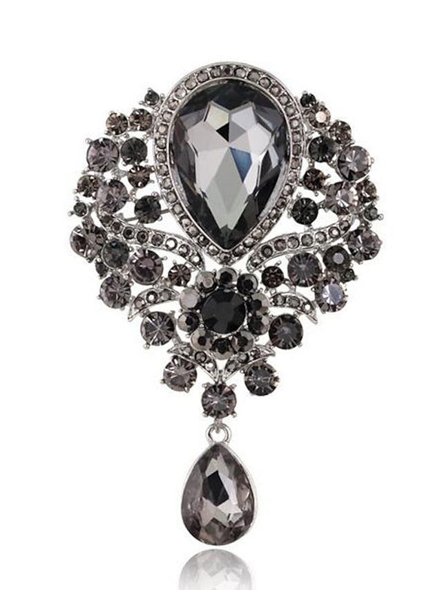 Brooches Pear Cut Solitaire Party Ladies Luxury Work Fashion Crystal Cubic Zirconia Rhinestone Brooch Jewelry Purple Blue Gold For Party Wedding Special Occasion Anniversary Birthday Gift for Women