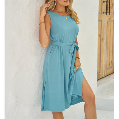 Summer Split Sleeveless Mini Dress in Multiple Colors