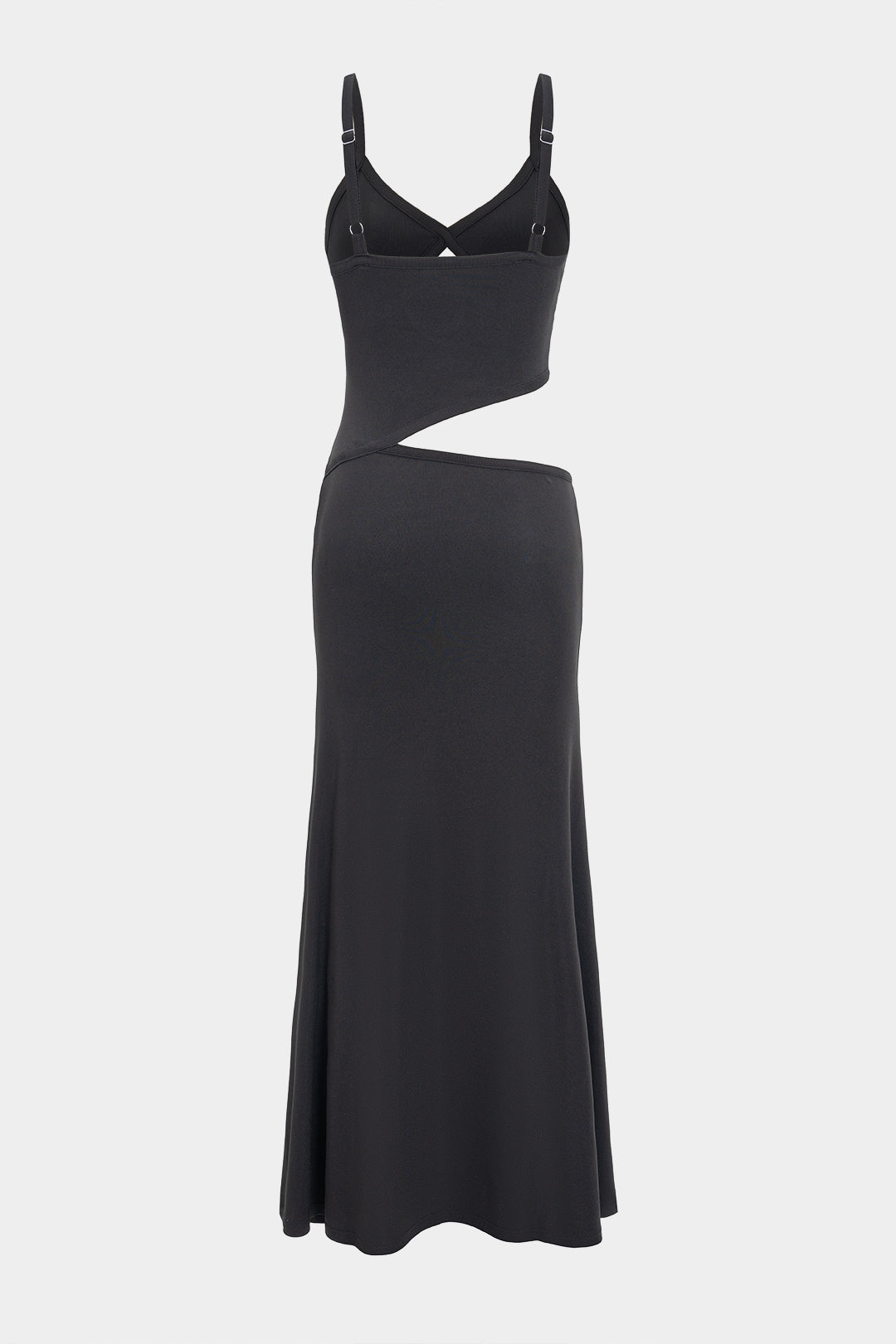 Rib Knit Spaghetti Strap Sweetheart Bust Side Cut Out Slip Maxi Dress