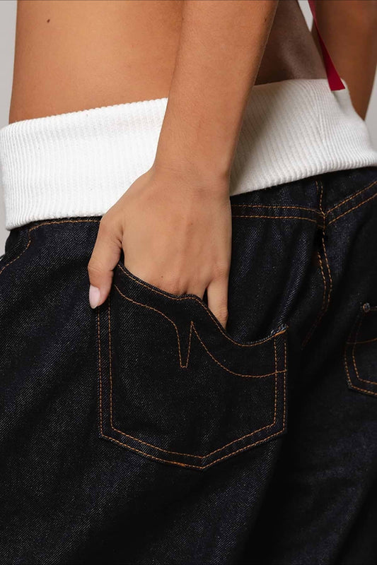 Vintage Patchwork Low Waist Straight Loose Jeans