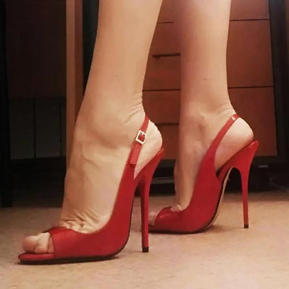 Peep Toe Patent Slingbacks Sandals with 13cm High Heel for Women