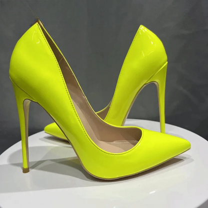 Green Patent Pointy Toe High Heels for Elegant Women