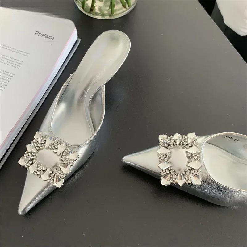 Crystal Buckle Slingback Pumps Slipper for Women