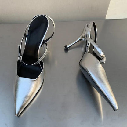Spring Women's Slingback Shoes with Shallow Buckle Strap and Elegant Low Thin Heels