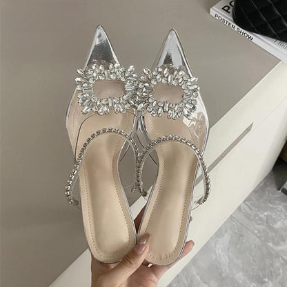 Clear PVC Square Buckle Pumps with Perspex High Heel