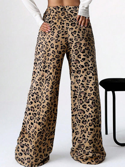 Leopard Print Wide Leg Pants