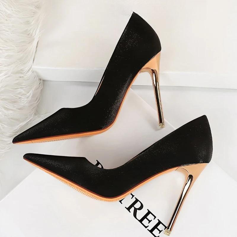Satin Cloth Stiletto High Heel Women Pumps