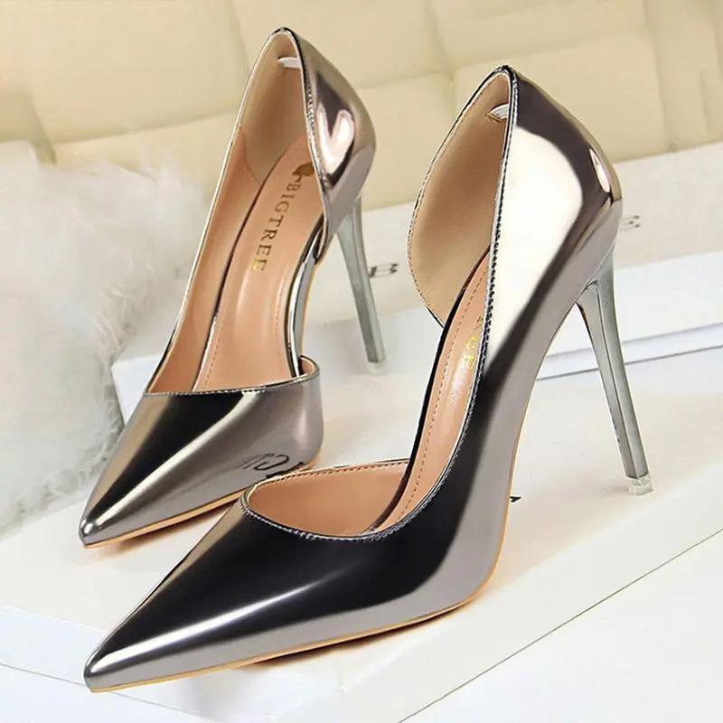 Patent Leather High Heel Pumps for Plus Size Women, Size 43