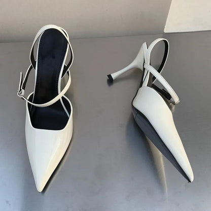Spring Women's Slingback Shoes with Shallow Buckle Strap and Elegant Low Thin Heels