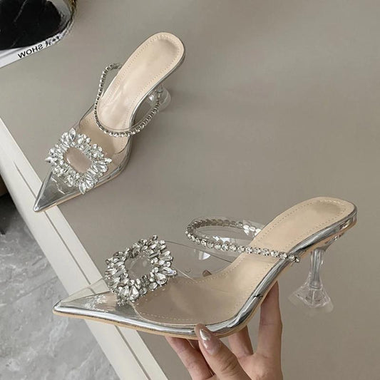 Clear PVC Square Buckle Pumps with Perspex High Heel