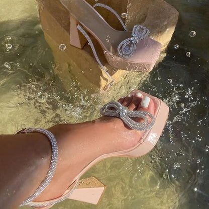 Crystal Butterfly-knot Sandals Pumps for Women