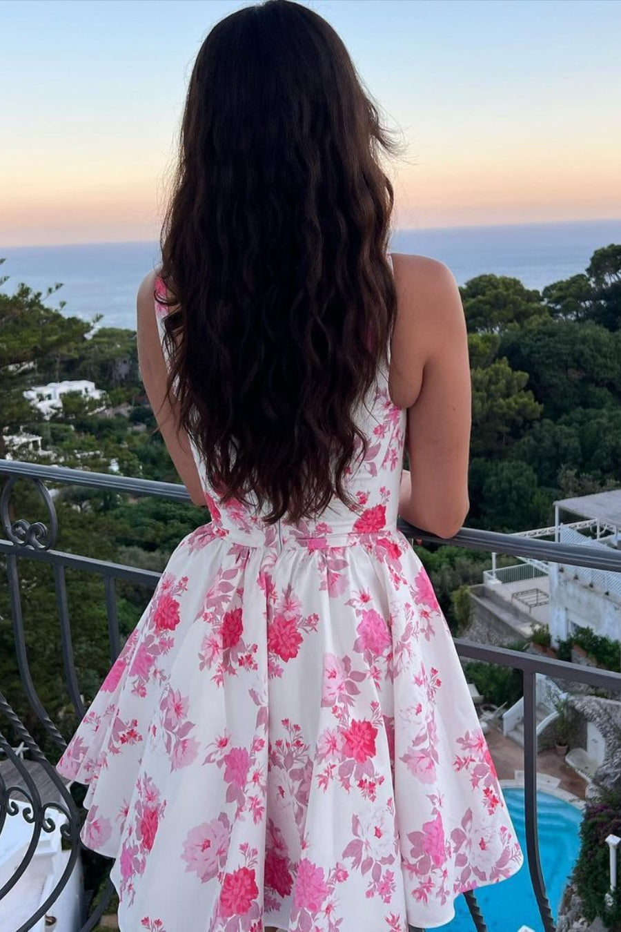 Off Shoulder Floral Ruched Mini Dress