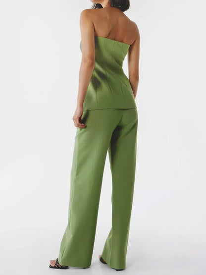Off The Shoulder Top And Wide Leg Bottoms 2 Pieces Set