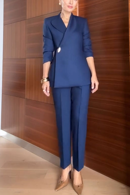 Exquisite and Fashionable High Waist Pocketed Straight Leg Pencil Pants
