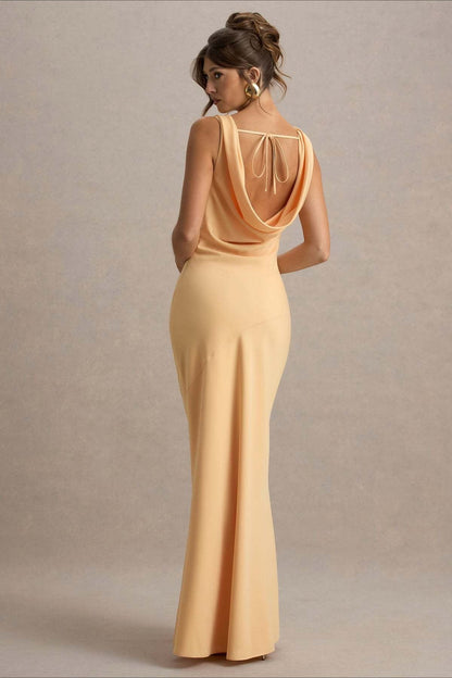 | Satin Bodycon Backless Maxi Dress